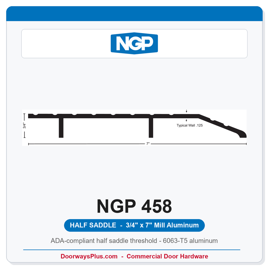 NGP 458 Half Saddle Threshold 7" x 3/4" Aluminum | National Guard
