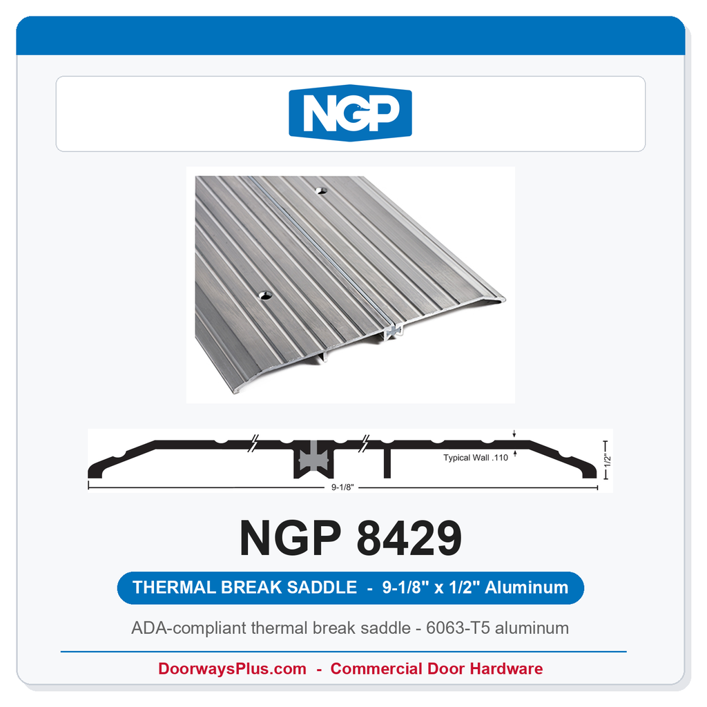 NGP 8429 Thermal Break Saddle Threshold 9-1/8" x 1/2" Mill Aluminum | National Guard Products