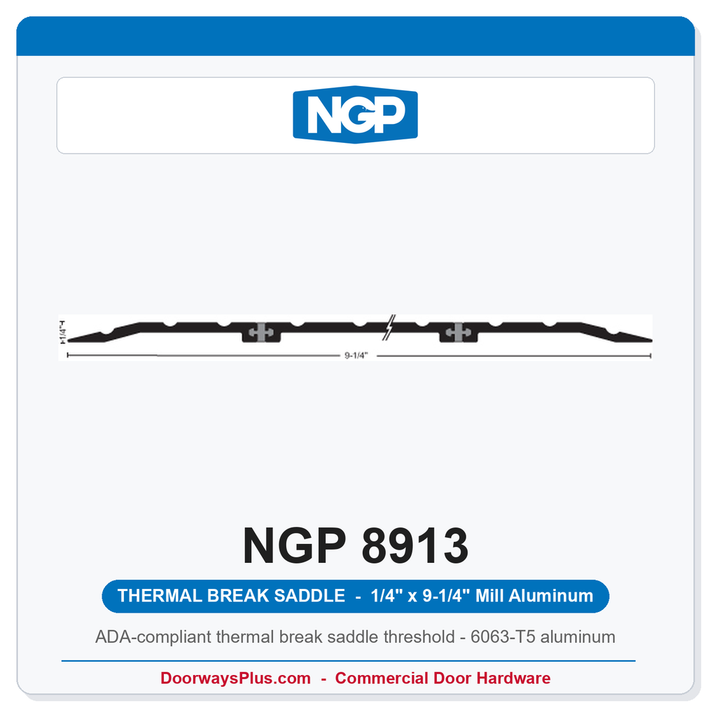 NGP 8913 Thermal Break Saddle Threshold 9-1/4" x 1/4" | National Guard Products Mill Aluminum