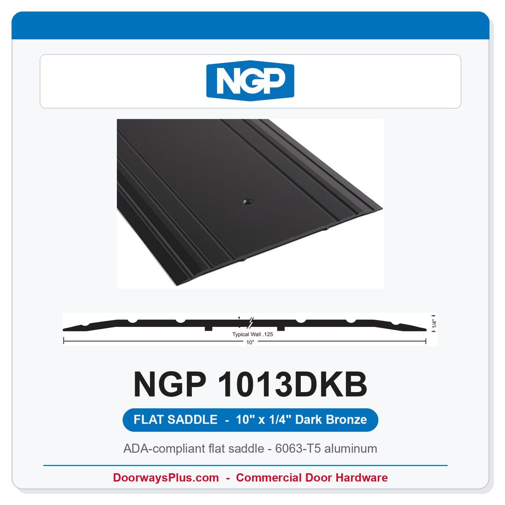 NGP 1013DKB Flat Saddle Threshold 10" x 1/4" Dark Bronze | ADA | Fire Rated