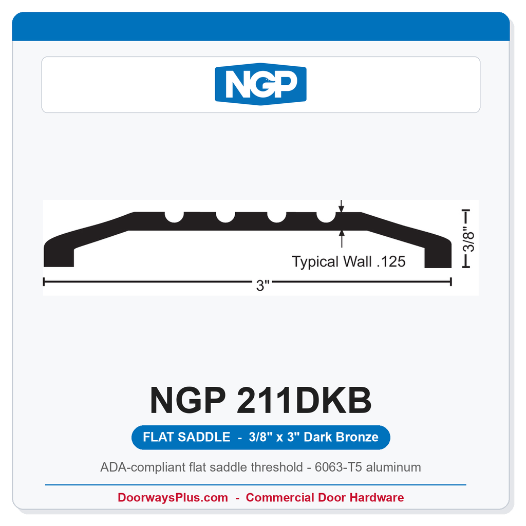 NGP 211DKB Flat Saddle Threshold 3" x 3/8" Dark Bronze | National Guard