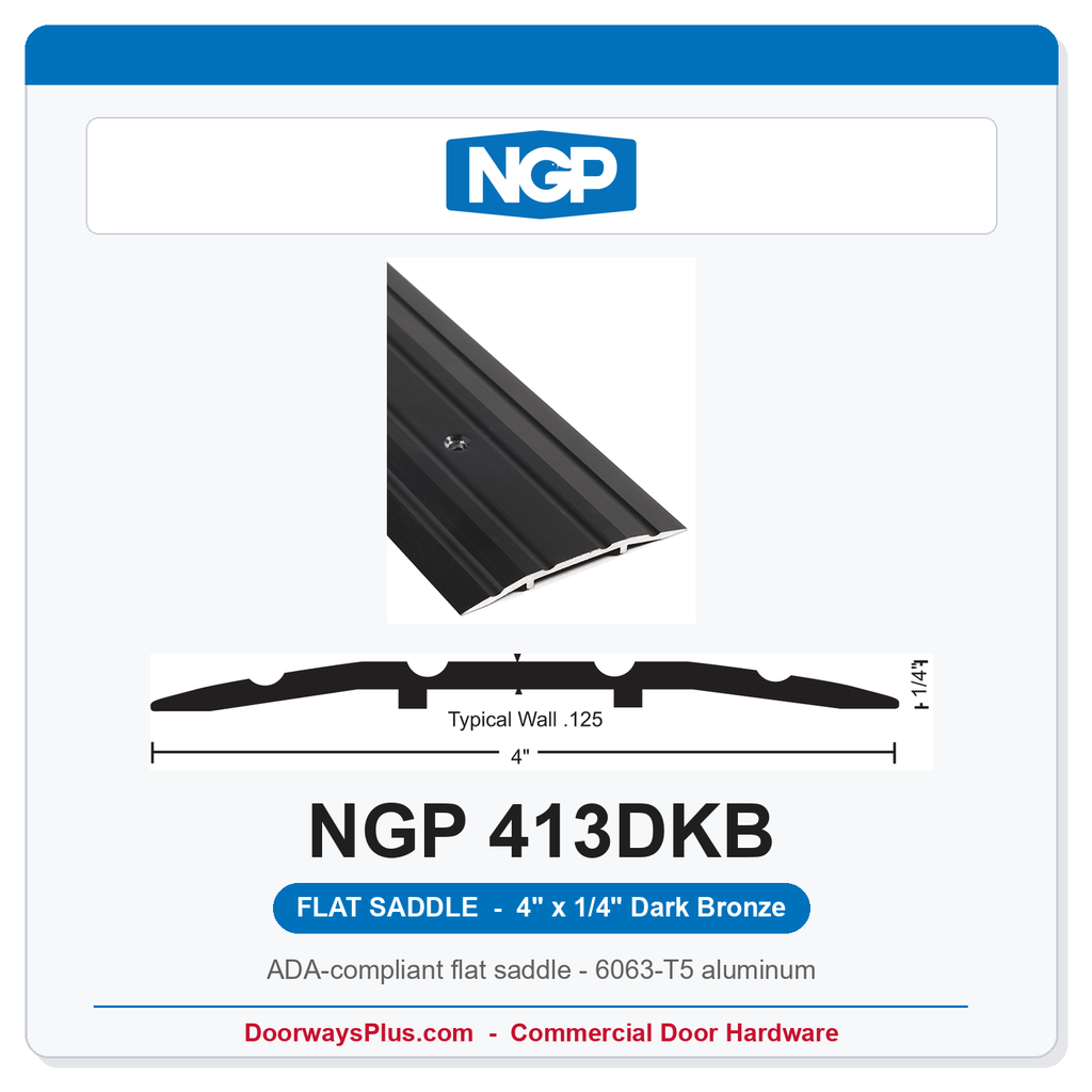 NGP 413DKB Flat Saddle Threshold 4" x 1/4" Dark Bronze | National Guard Products