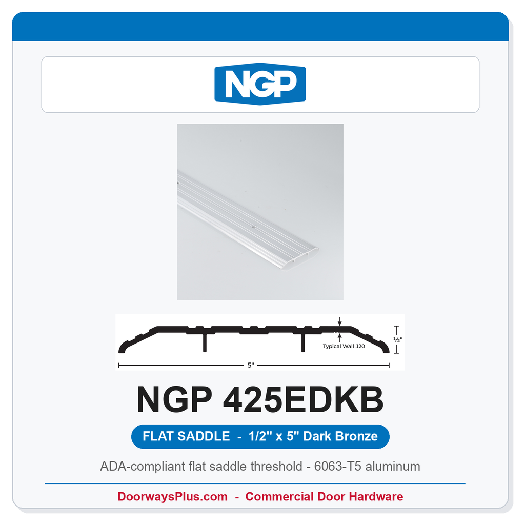 NGP 425EDKB Flat Saddle Threshold 5" x 1/2" Dark Bronze | National Guard