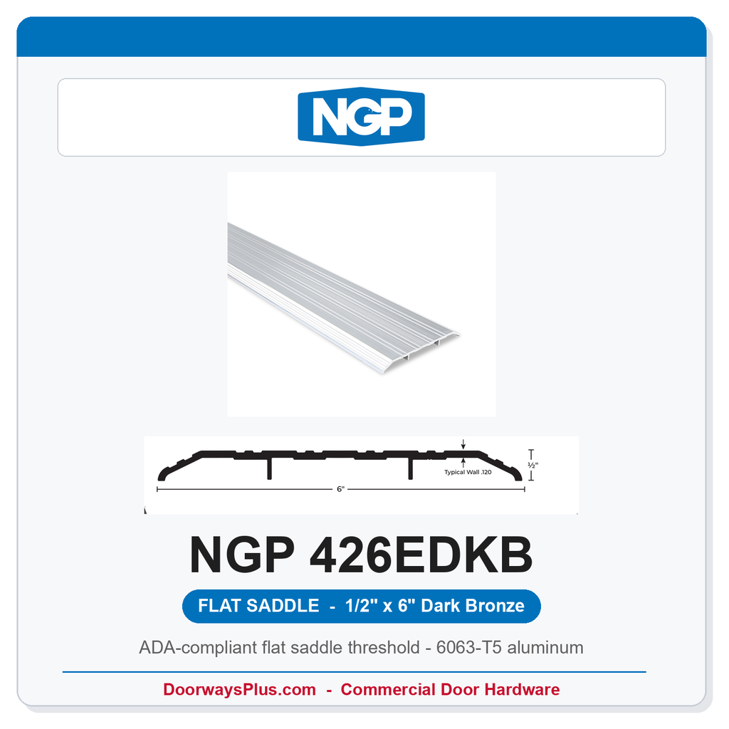 NGP 426EDKB Flat Saddle Threshold 6" x 1/2" Dark Bronze | National Guard
