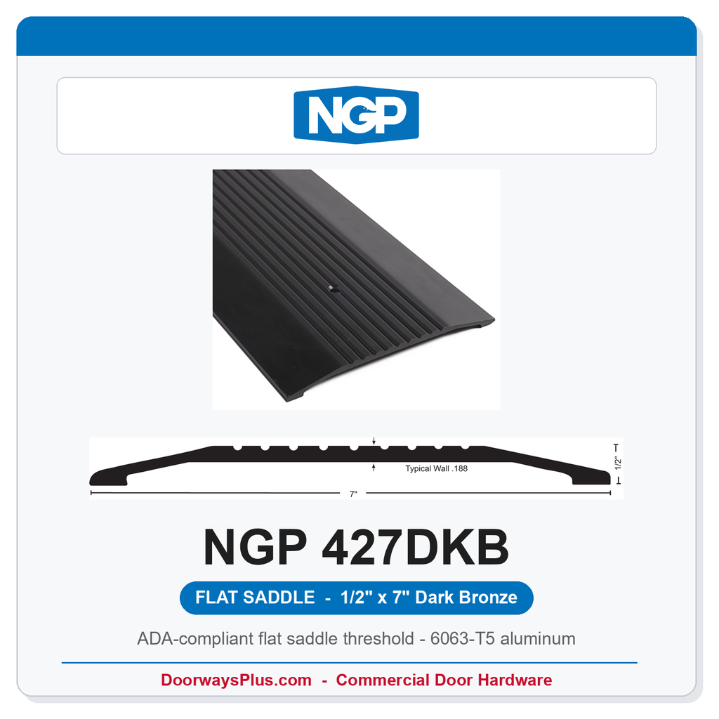 NGP 427DKB Flat Saddle Threshold 7" x 1/2" Dark Bronze | National Guard Products