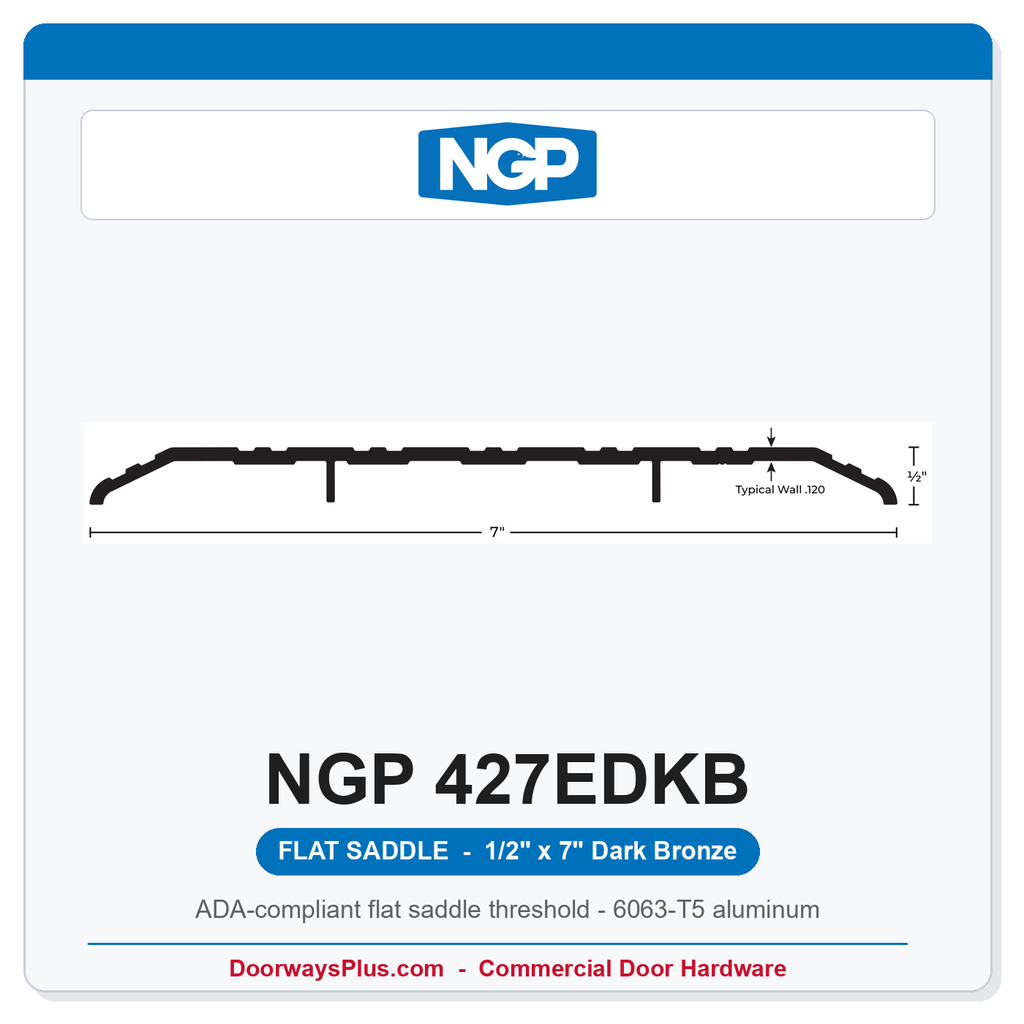 NGP 427EDKB Flat Saddle Threshold 7" x 1/2" Dark Bronze | National Guard | ADA, Fire Rated