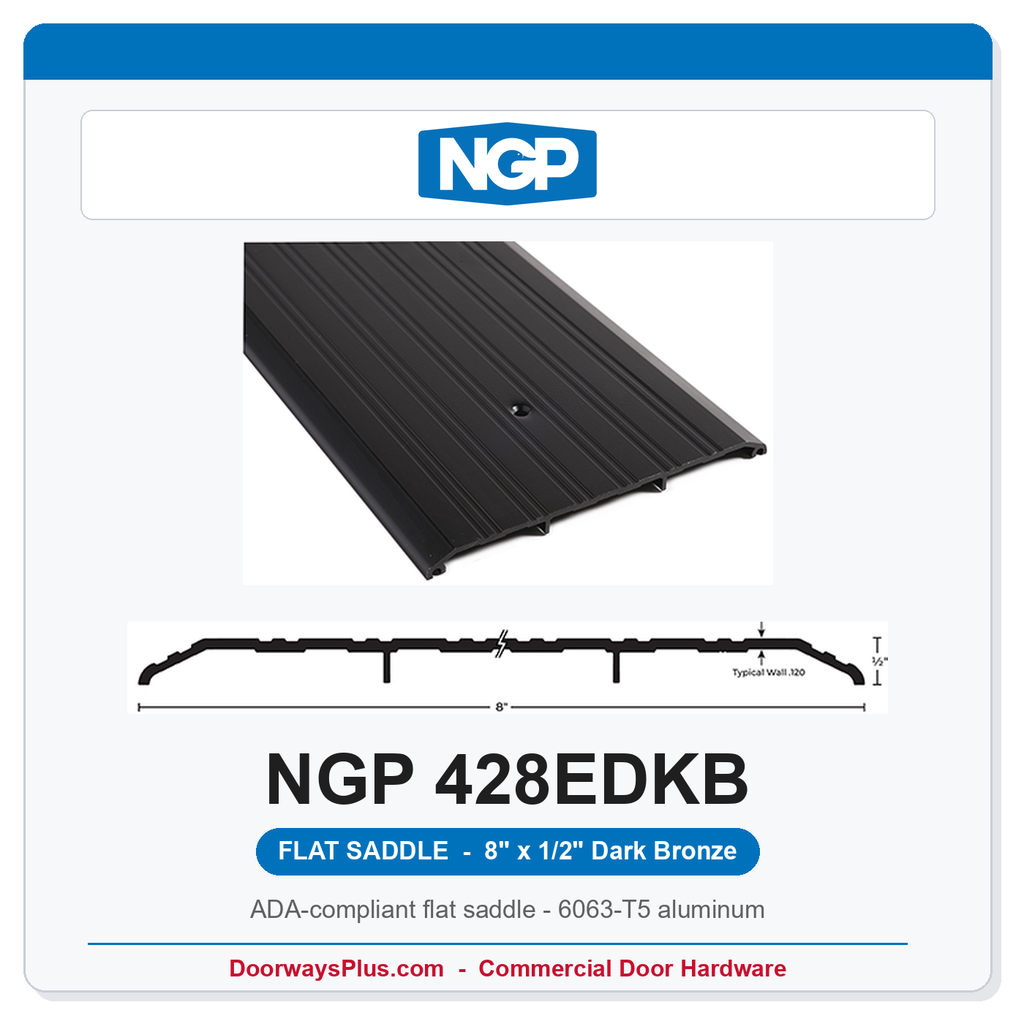 NGP 428EDKB Flat Saddle Threshold 8" x 1/2" Dark Bronze | National Guard Products