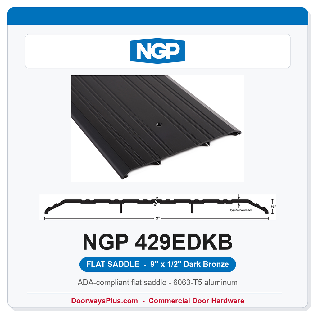 NGP 429EDKB Flat Saddle Threshold 9" x 1/2" Dark Bronze | National Guard Products