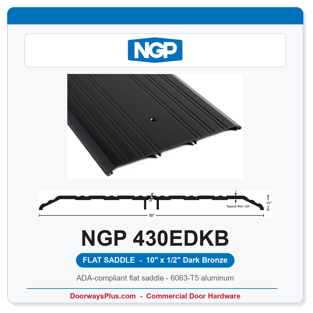 NGP 430EDKB Flat Saddle Threshold 10" x 1/2" Dark Bronze | National Guard Products