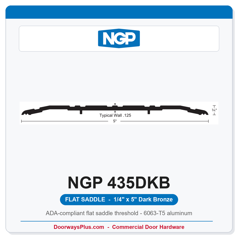 NGP 435DKB Flat Saddle Threshold 5" x 1/4" Dark Bronze | National Guard