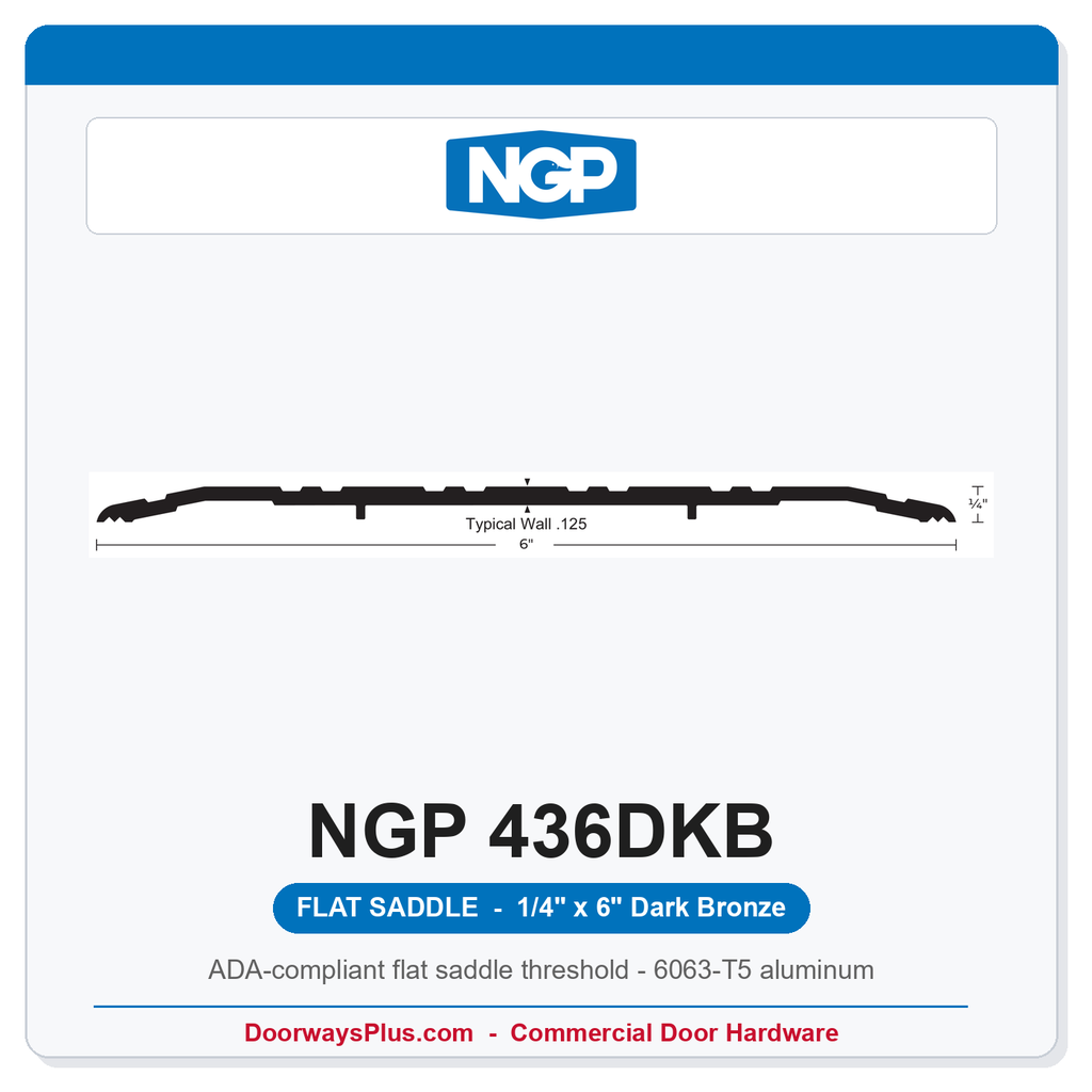 NGP 436DKB Flat Saddle Threshold 6" x 1/4" Dark Bronze | National Guard