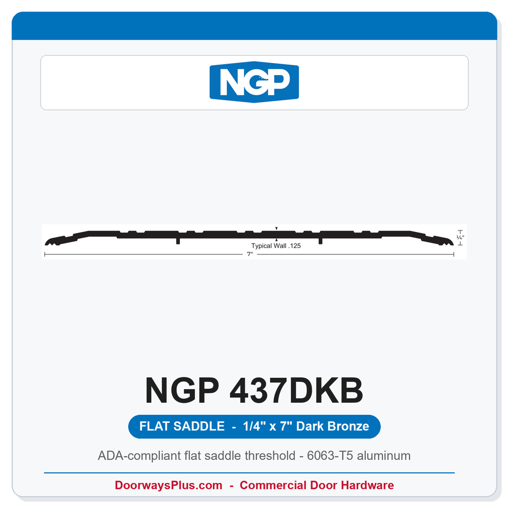 NGP 437DKB Flat Saddle Threshold 7" x 1/4" Dark Bronze | National Guard