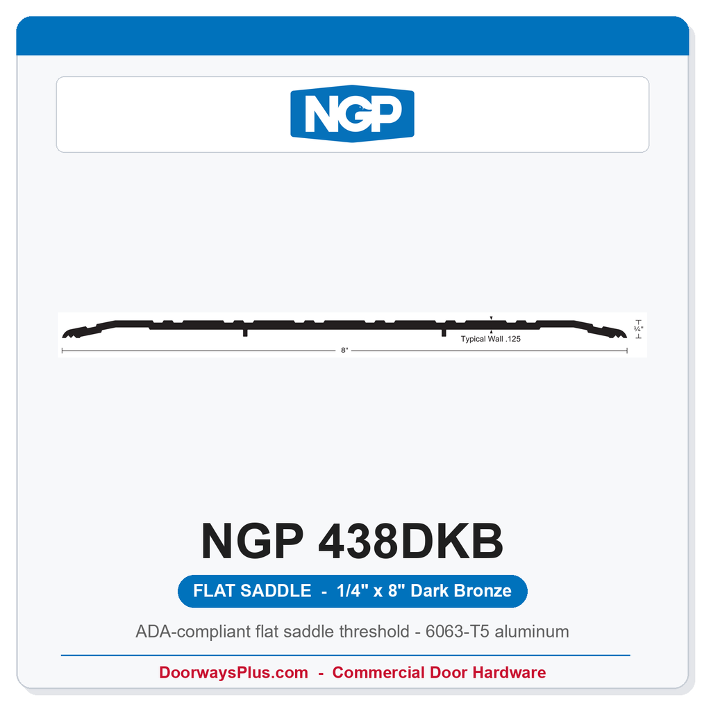 NGP 438DKB Flat Saddle Threshold 8" x 1/4" Dark Bronze | National Guard