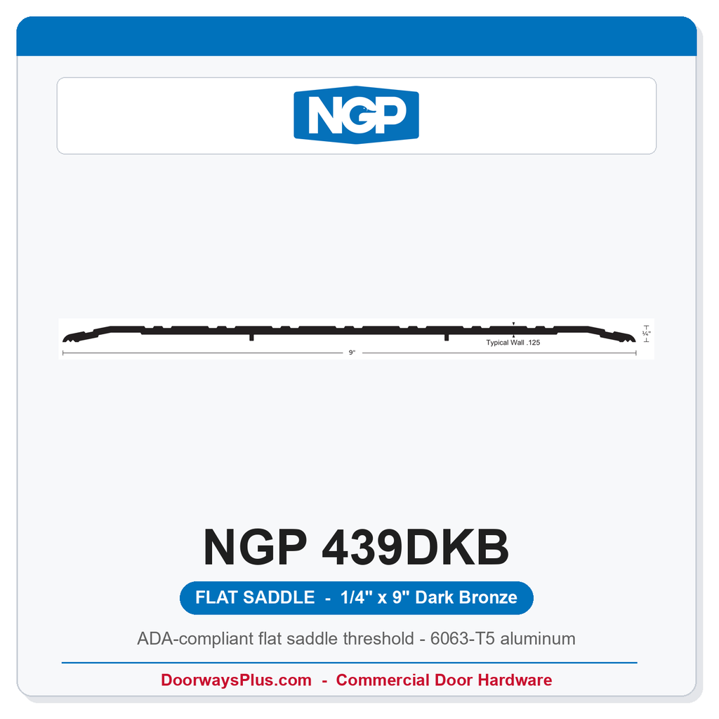 NGP 439DKB Flat Saddle Threshold 9" x 1/4" Dark Bronze | National Guard