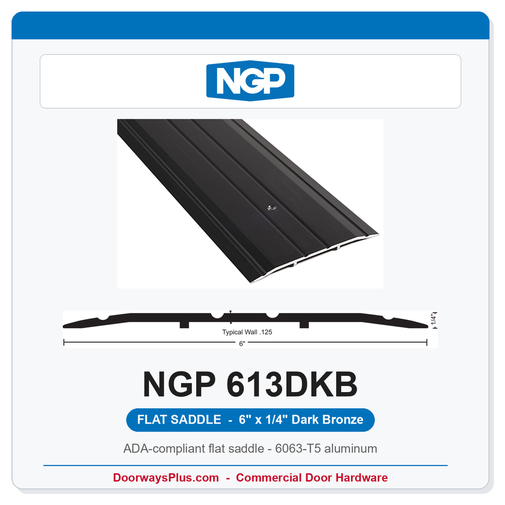 NGP 613DKB Flat Saddle Threshold 6" x 1/4" Dark Bronze | National Guard