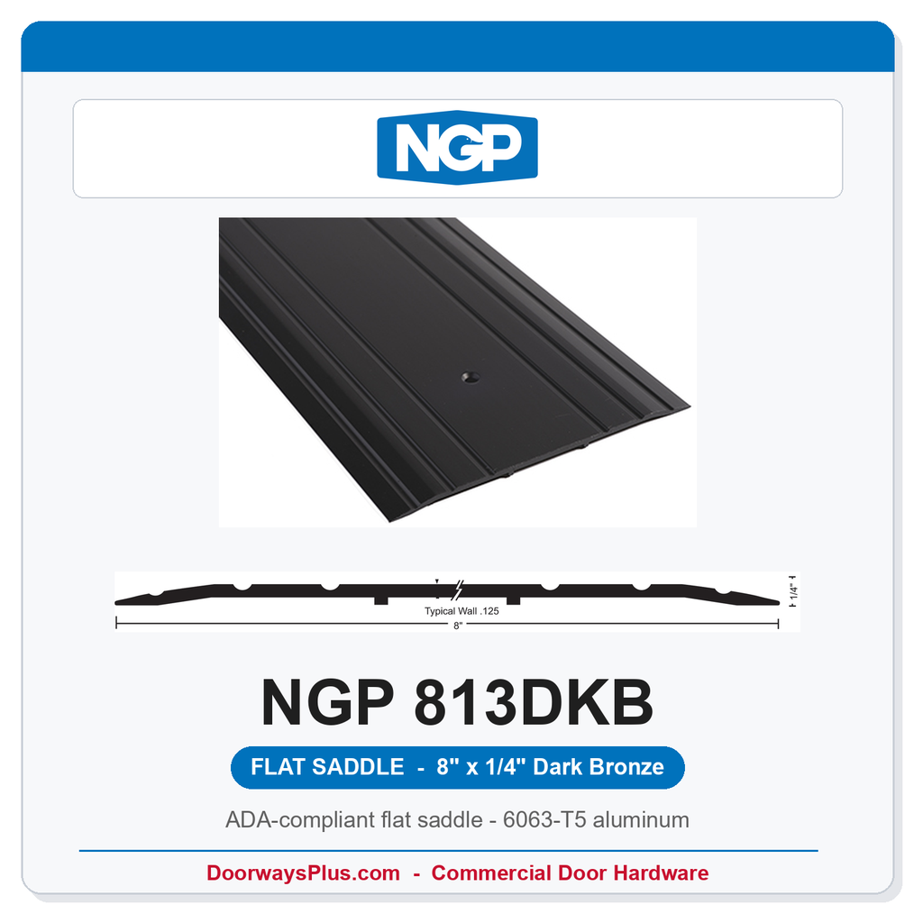 NGP 813DKB Flat Saddle Threshold 8" x 1/4" Dark Bronze | National Guard | ADA & Fire Rated