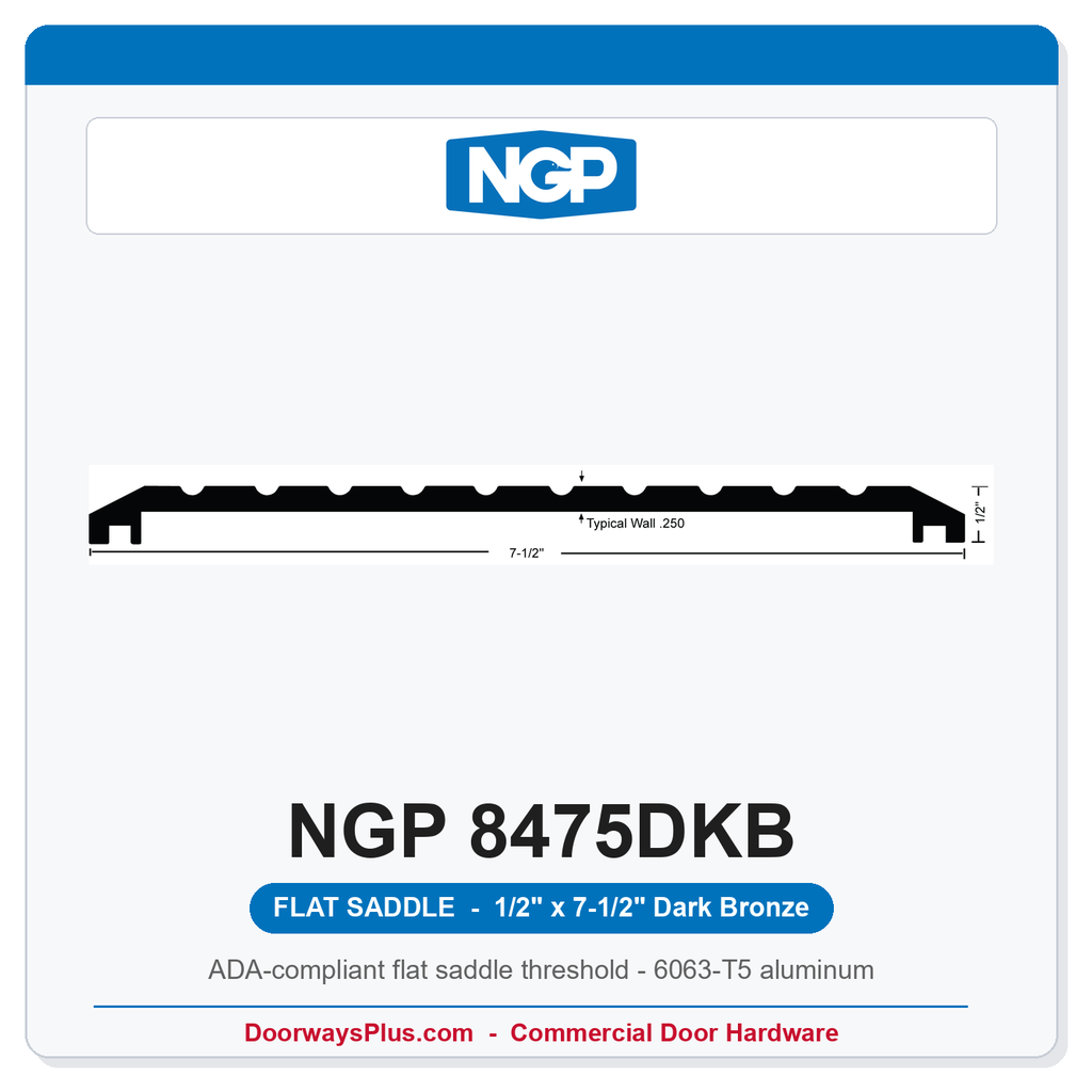 NGP 8475DKB Flat Saddle Threshold 7-1/2" x 1/2" Dark Bronze | National Guard Products