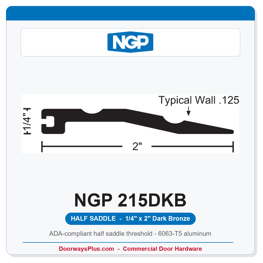 NGP 215DKB Half Saddle Threshold 2" x 1/4" Dark Bronze | National Guard