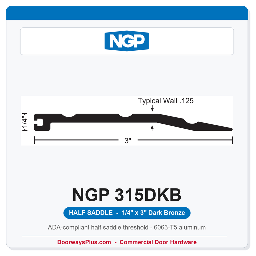 NGP 315DKB Half Saddle Threshold 3" x 1/4" Dark Bronze | National Guard