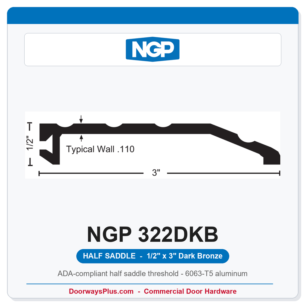 NGP 322DKB Half Saddle Threshold 3" x 1/2" Dark Bronze | National Guard