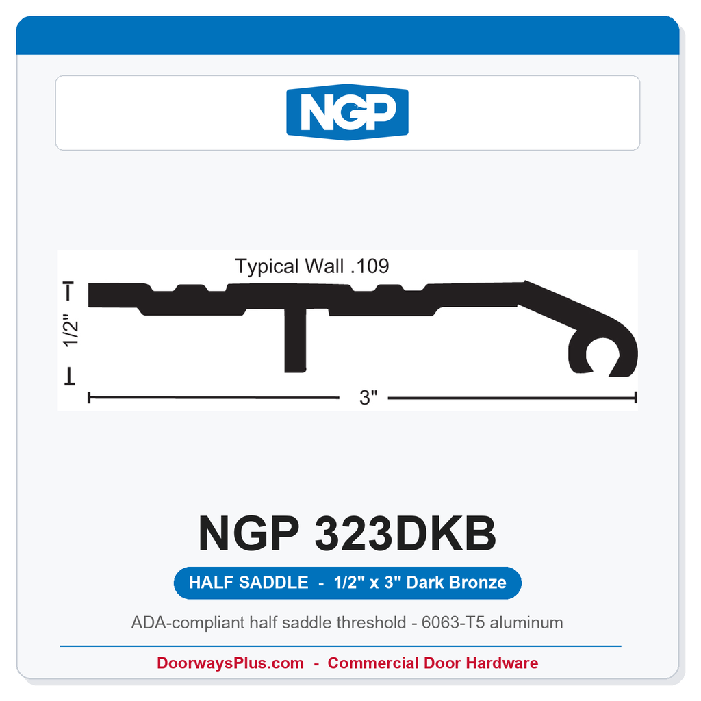 NGP 323DKB Half Saddle Threshold 3" x 1/2" Dark Bronze | National Guard