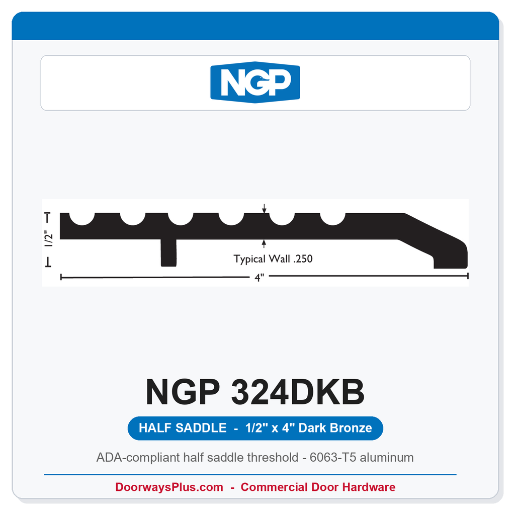 NGP 324DKB Half Saddle Threshold 4" x 1/2" Dark Bronze | National Guard