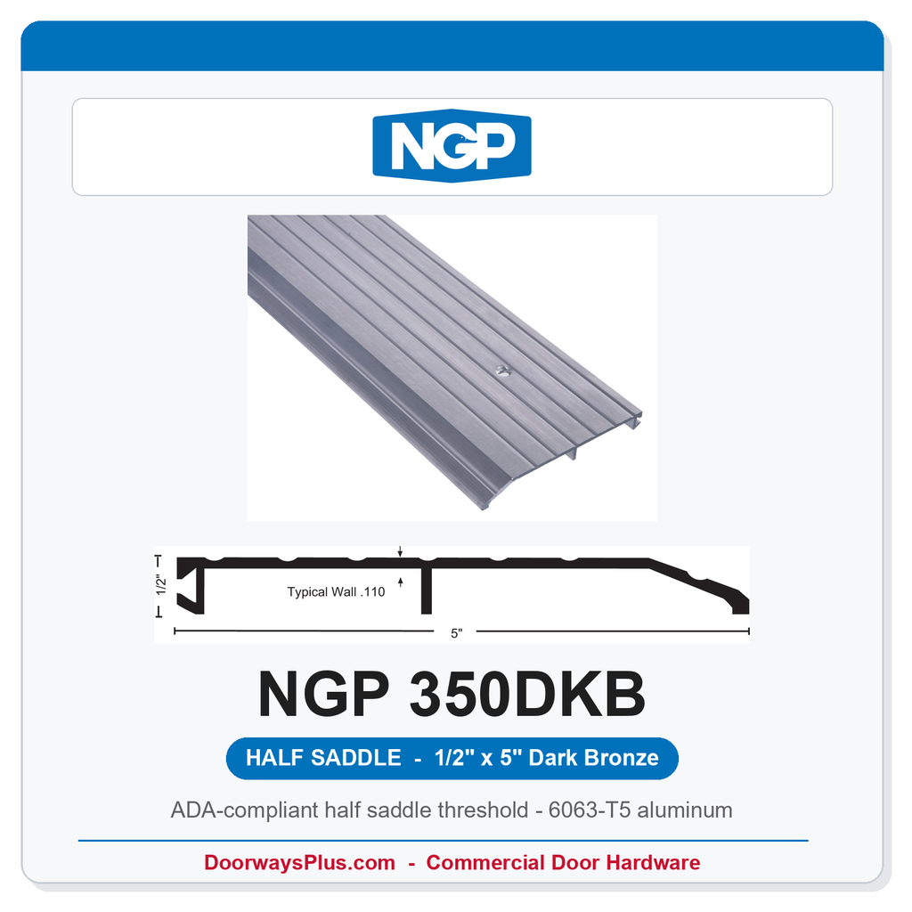 NGP 350DKB Half Saddle Threshold 5" x 1/2" Dark Bronze | National Guard