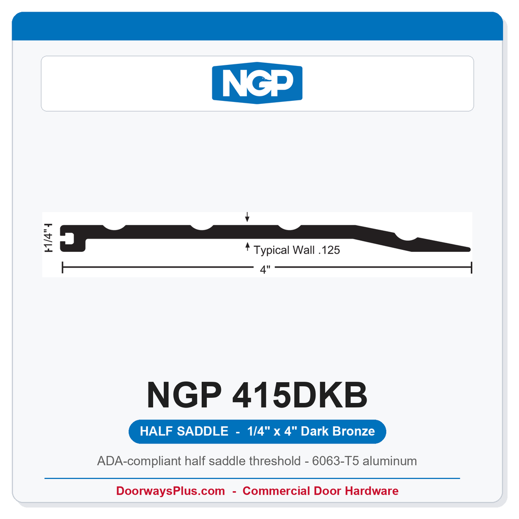NGP 415DKB Half Saddle Threshold 4" x 1/4" Dark Bronze | National Guard