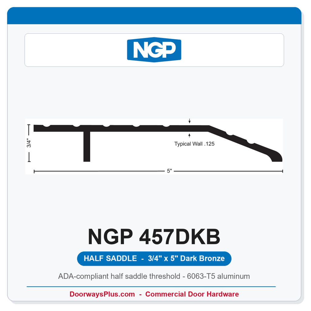 NGP 457DKB Half Saddle Threshold 5" x 3/4" Dark Bronze | National Guard Products