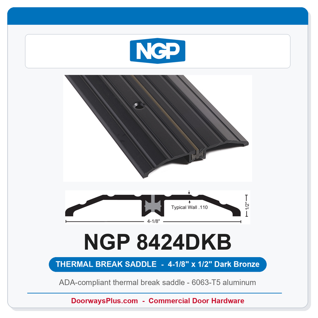 NGP 8424DKB Thermal Break Saddle Threshold 4-1/8" x 1/2" Dark Bronze | National Guard Products
