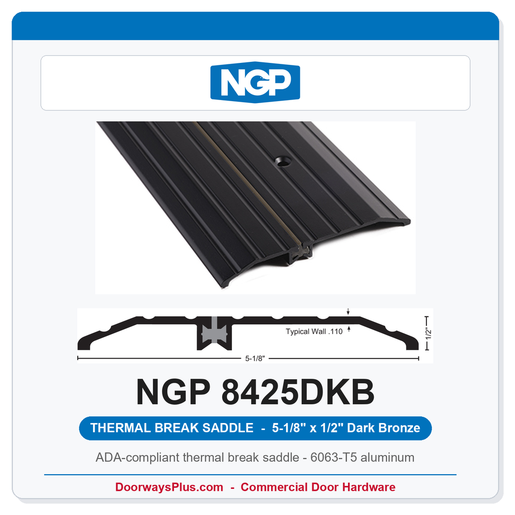 NGP 8425DKB Thermal Break Saddle Threshold 5-1/8" x 1/2" Dark Bronze | National Guard Products
