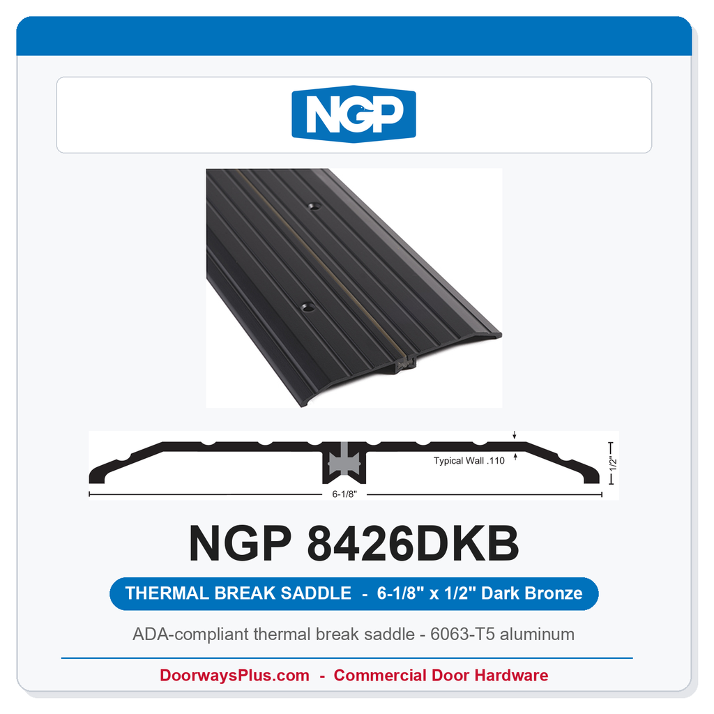 NGP 8426DKB Thermal Break Saddle Threshold 6-1/8" x 1/2" Dark Bronze | National Guard Products