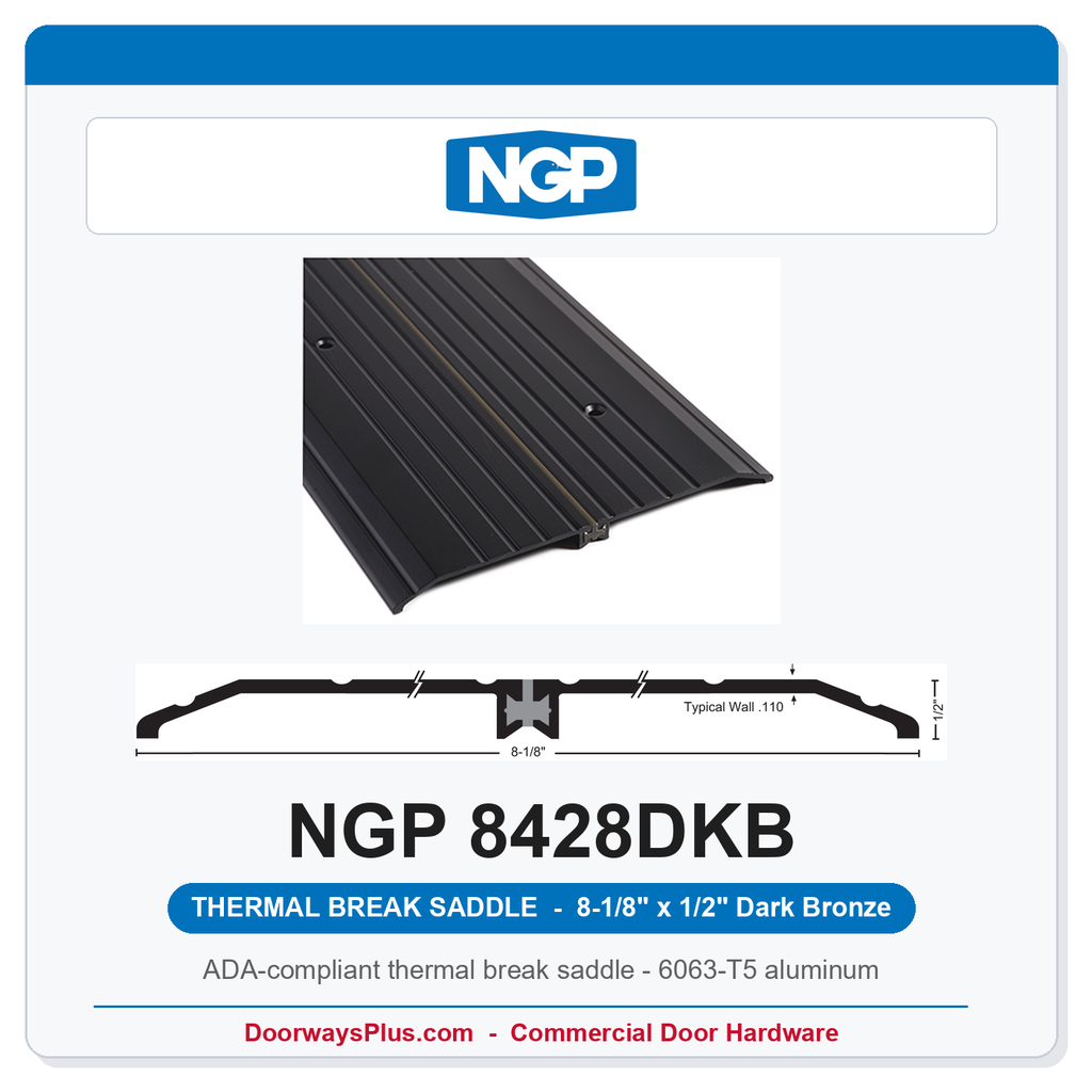 NGP 8428DKB Thermal Break Saddle Threshold 8-1/8" x 1/2" Dark Bronze | National Guard Products