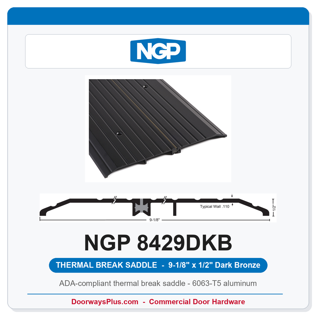 NGP 8429DKB Thermal Break Saddle Threshold 9-1/8" x 1/2" Dark Bronze | National Guard