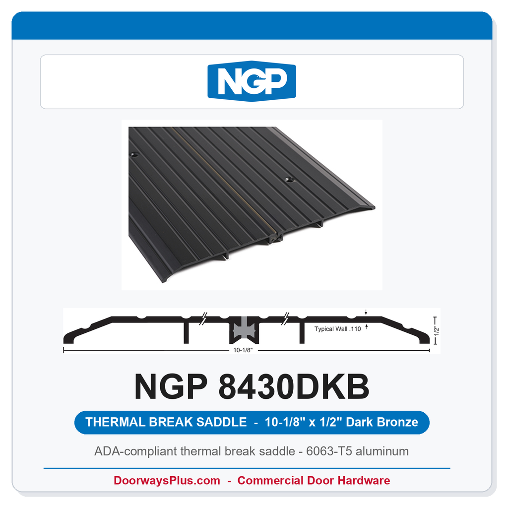 NGP 8430DKB Thermal Break Saddle Threshold 10-1/8" x 1/2" Dark Bronze | National Guard Products