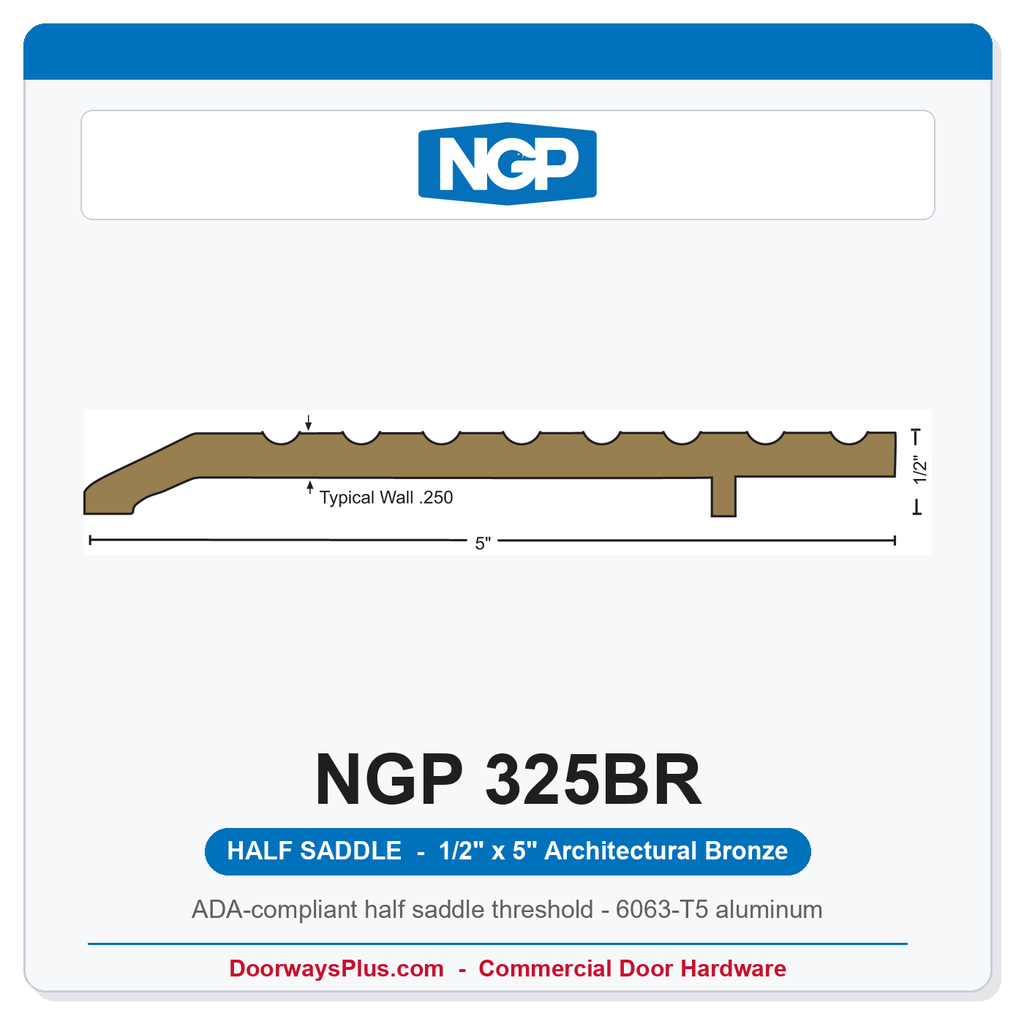 NGP 325BR Half Saddle Threshold 5" x 1/2" Architectural Bronze | National Guard