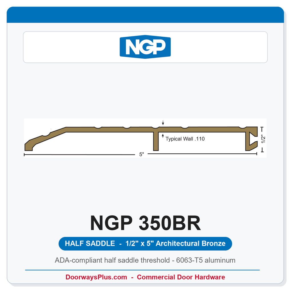 NGP 350BR Half Saddle Threshold 5" x 1/2" Architectural Bronze | National Guard