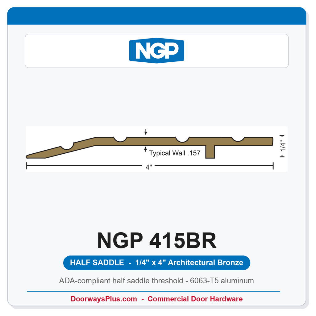 NGP 415BR Half Saddle Threshold 4" x 1/4" Architectural Bronze | National Guard Products