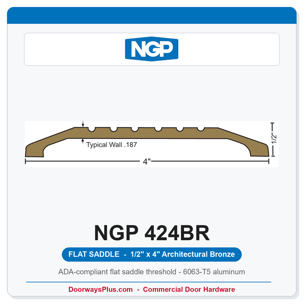 NGP 424BR Flat Saddle Threshold 4" x 1/2" Architectural Bronze | National Guard