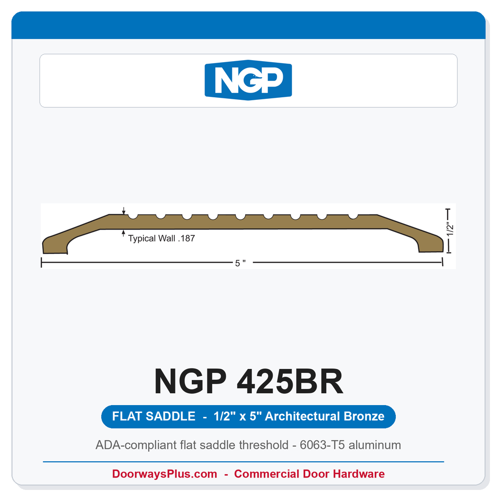 NGP 425BR Flat Saddle Threshold 5" x 1/2" Architectural Bronze | National Guard