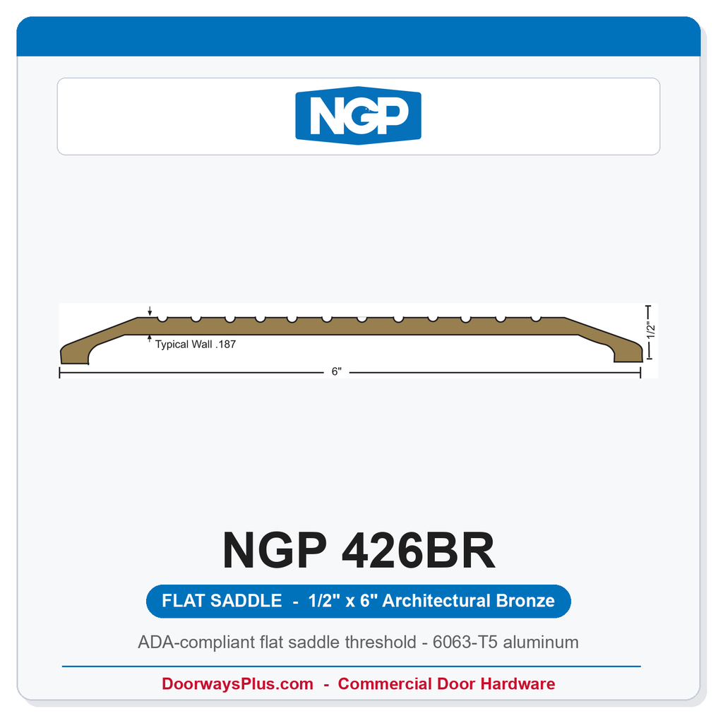 NGP 426BR Flat Saddle Threshold 6" x 1/2" Architectural Bronze | National Guard