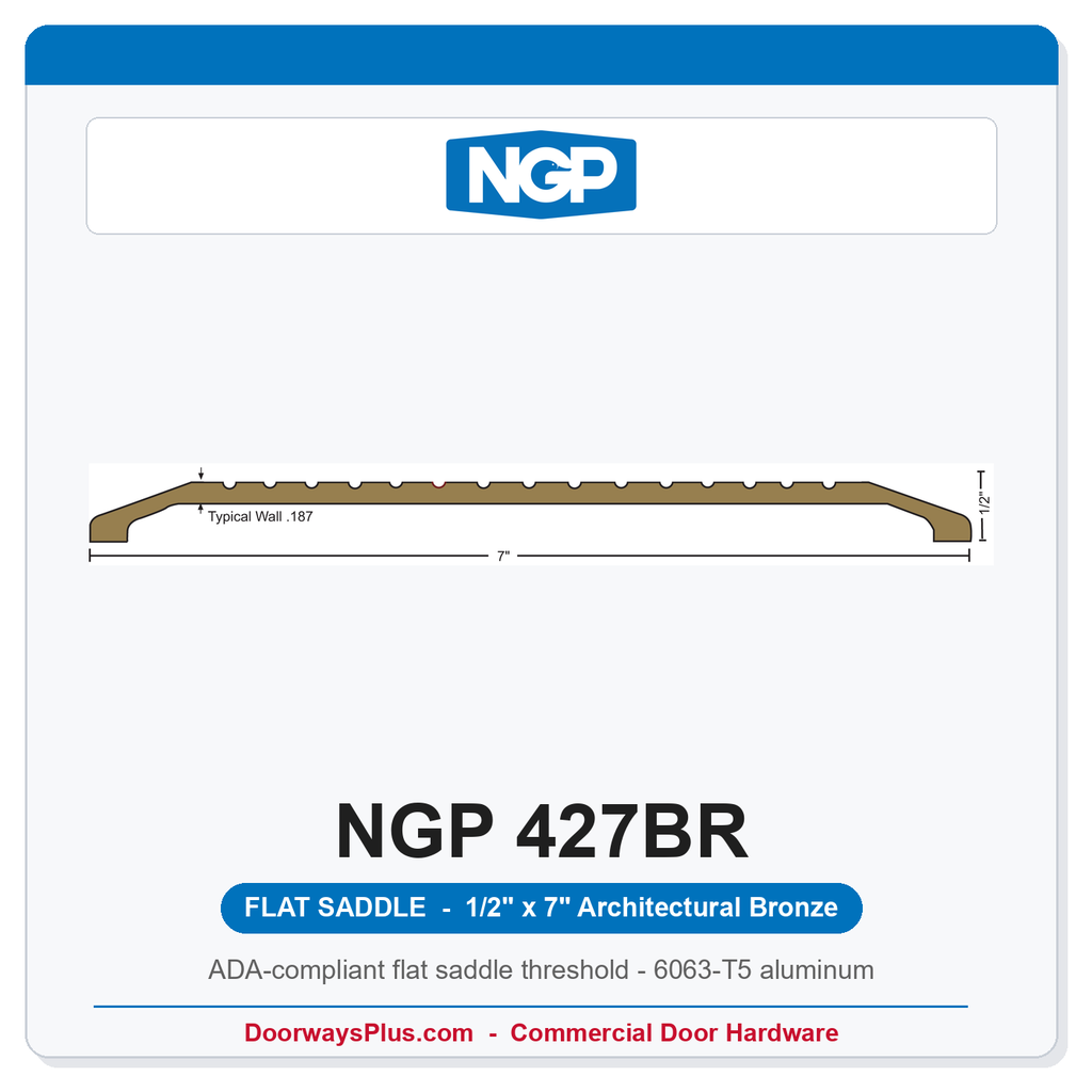 NGP 427BR Flat Saddle Threshold 7" x 1/2" Architectural Bronze | National Guard