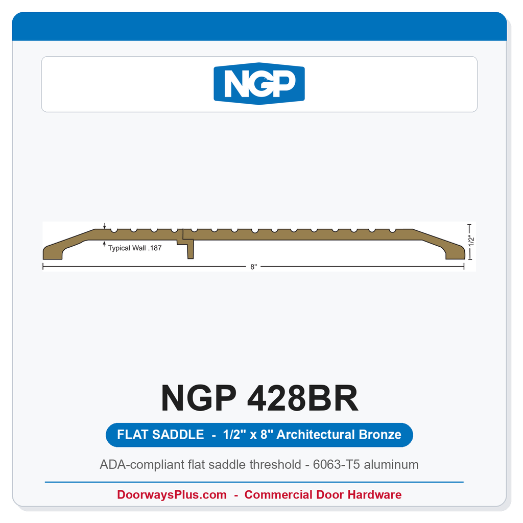 NGP 428BR Flat Saddle Threshold 8" x 1/2" Architectural Bronze | National Guard