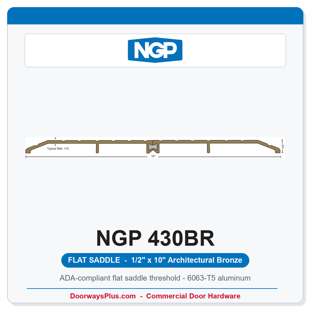 NGP 430BR Flat Saddle Threshold 10" x 1/2" Architectural Bronze | National Guard