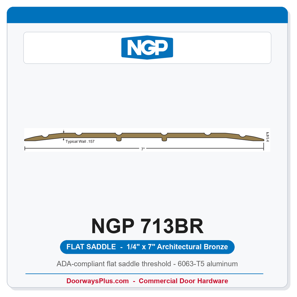 NGP 713BR Flat Saddle Threshold 7" x 1/4" Architectural Bronze | National Guard
