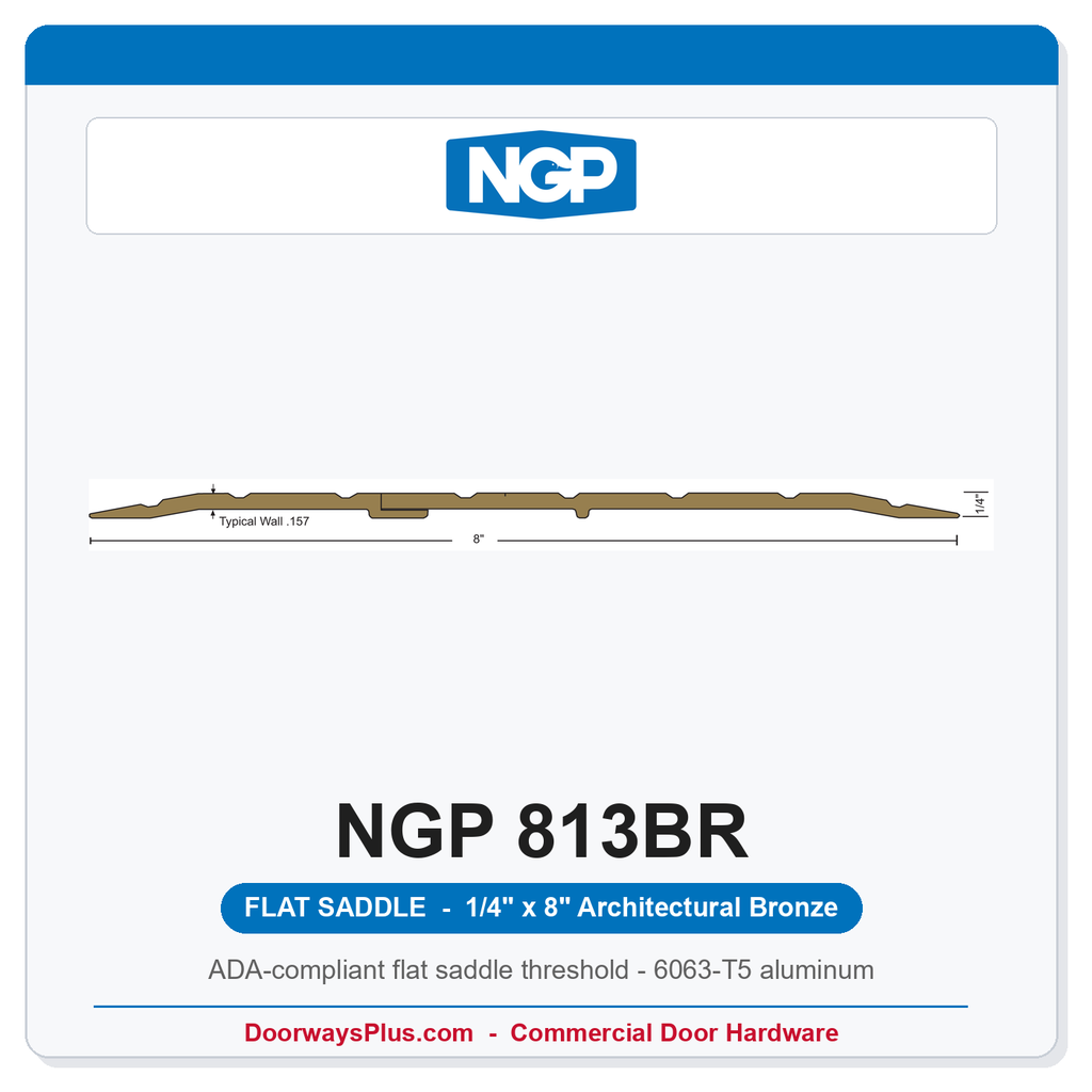 NGP 813BR Flat Saddle Threshold 8" x 1/4" Architectural Bronze | National Guard