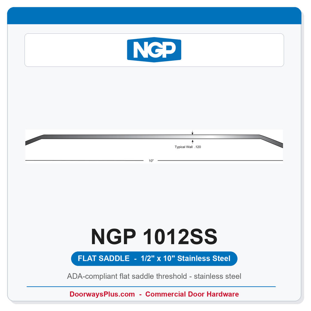 NGP 1012SS Flat Saddle Threshold 10" x 1/2" Stainless Steel | National Guard