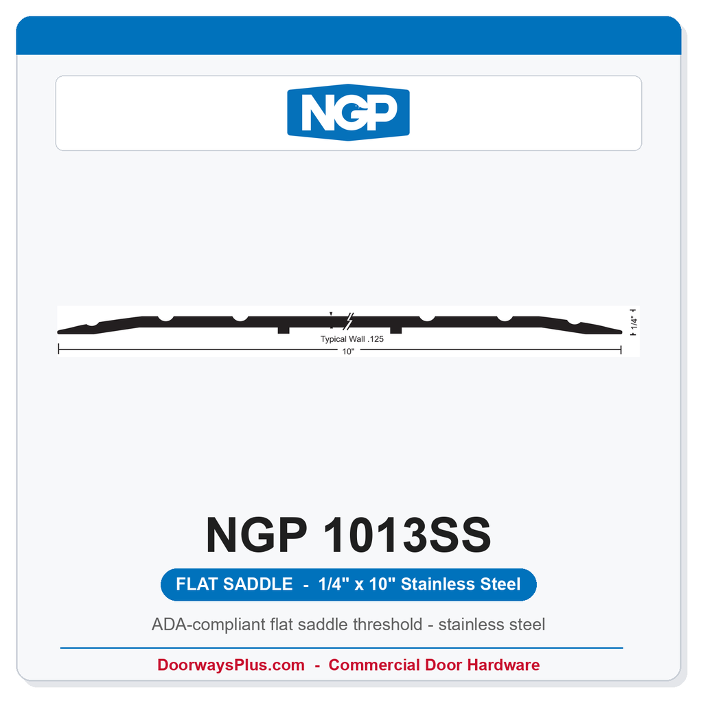 NGP 1013SS Flat Saddle Threshold 10" x 1/4" Stainless Steel | National Guard