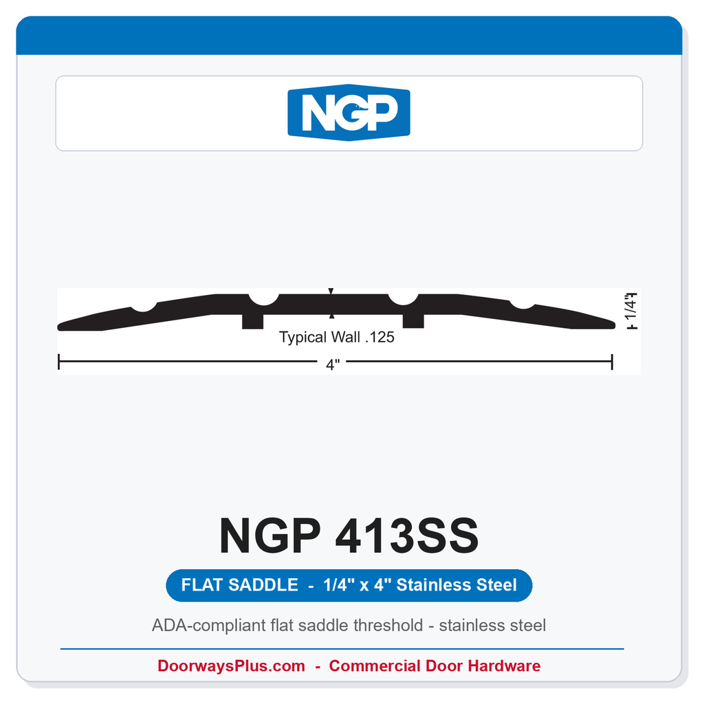 NGP 413SS Flat Saddle Threshold 4" x 1/4" Stainless Steel | National Guard