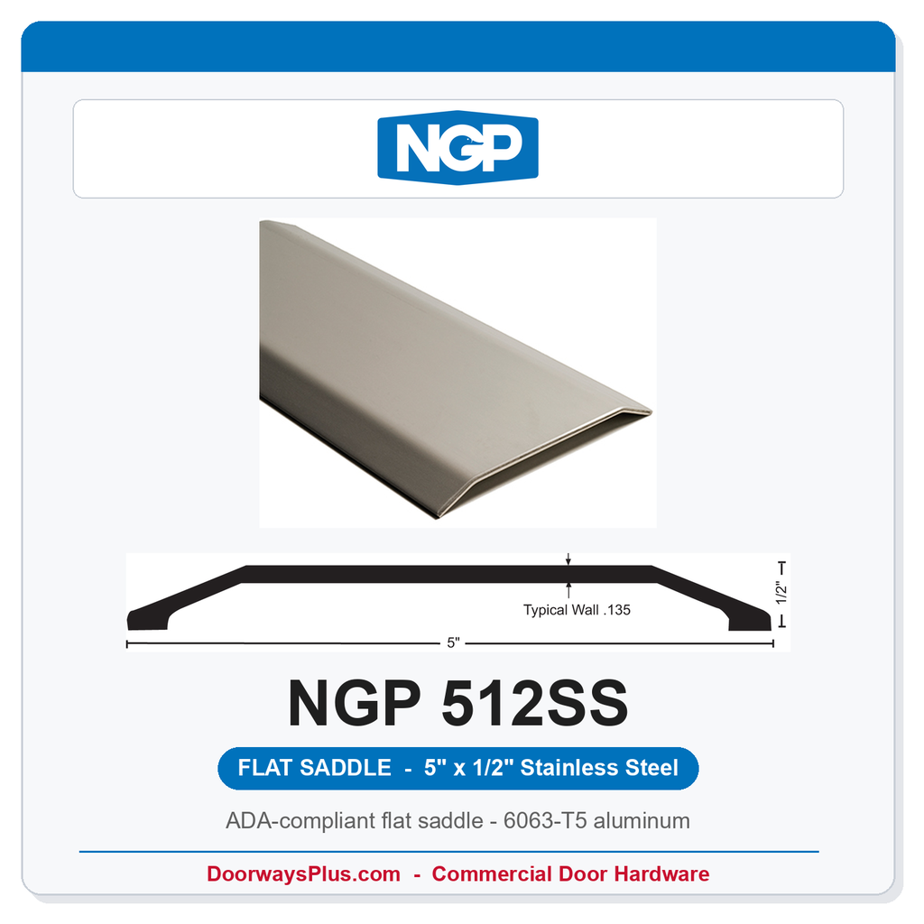 NGP 512SS Flat Saddle Threshold 5" x 1/2" Stainless Steel | National Guard Products